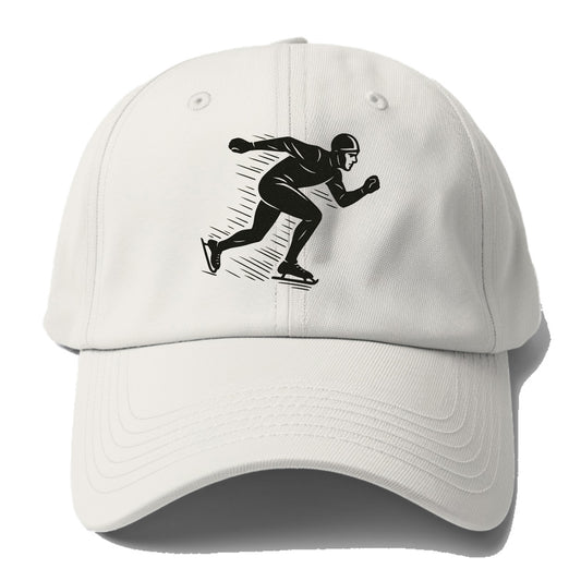 Speed skater in racing crouch - Baseball Cap For Big Heads - Off White