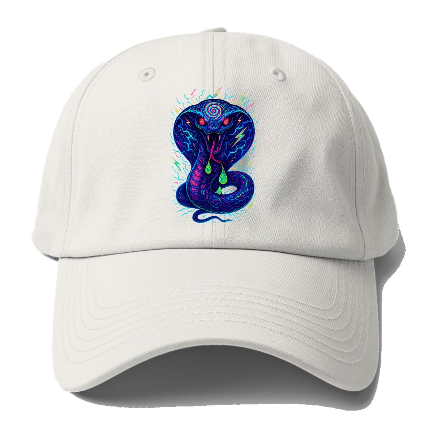 Mesmerizing cobra with hypnotic spiral patterns in the hood, scales that shimmer - Baseball Cap - Off White