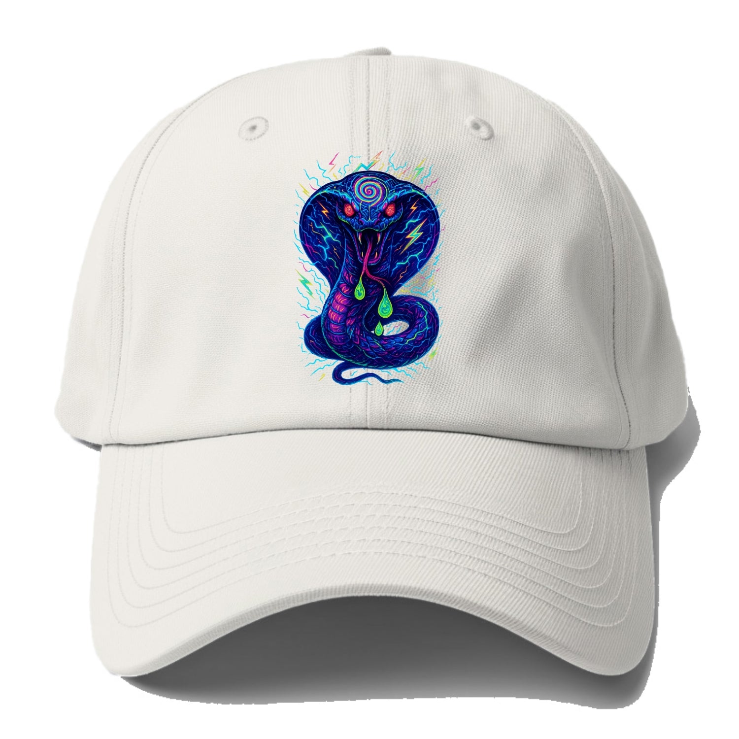 Mesmerizing cobra with hypnotic spiral patterns in the hood, scales that shimmer - Baseball Cap - Off White