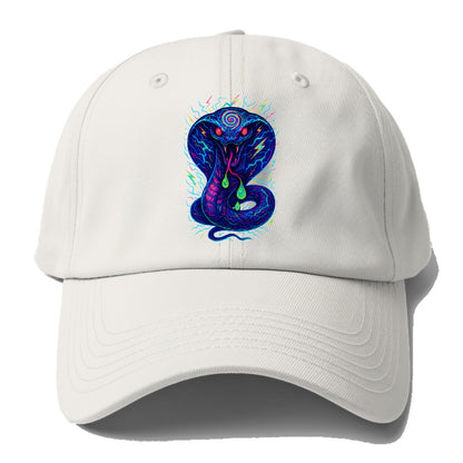 Mesmerizing cobra with hypnotic spiral patterns in the hood, scales that shimmer - Baseball Cap - Off White