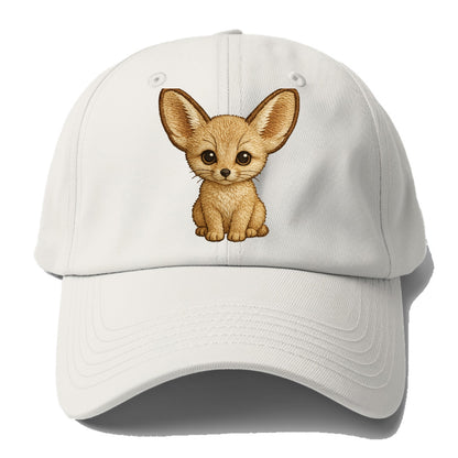 Baby Fennec Fox - huge ears, cream fur, large dark eyes, front-facing, - Baseball Cap For Big Heads - Off White