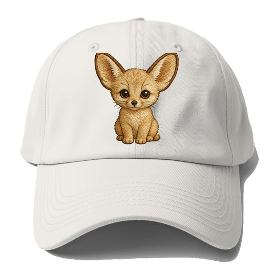 Baby Fennec Fox - huge ears, cream fur, large dark eyes, front-facing, - Baseball Cap For Big Heads - Off White