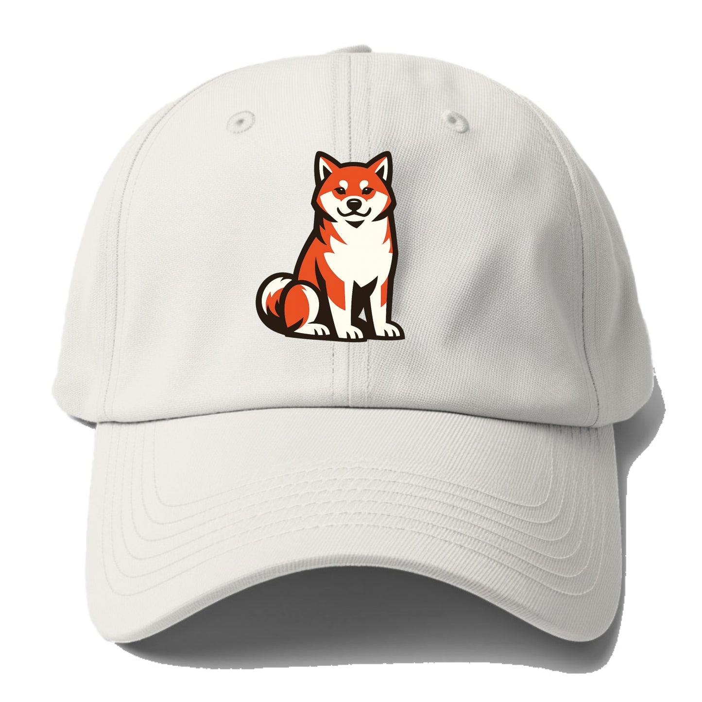 Sitting Shiba Inu Emblem - Baseball Cap For Big Heads - Off White
