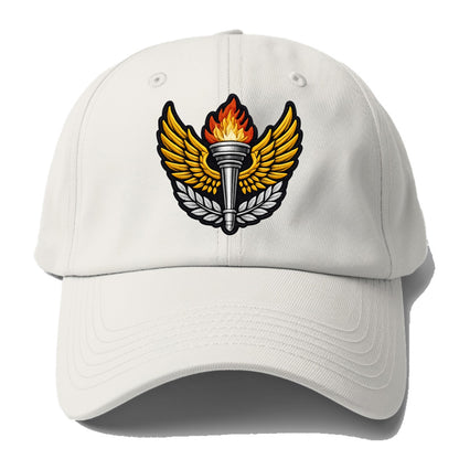 Embroidered patch design - TRACK AND FIELD TORCH - Olympic style torch - Baseball Cap For Big Heads - Off White
