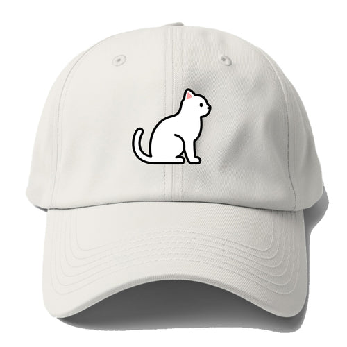 Domestic Shorthair - White classic flat side profile - Baseball Cap