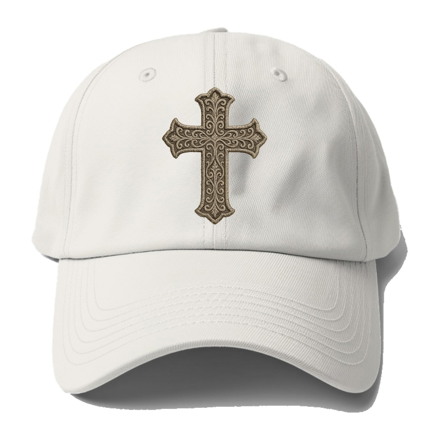 Filigree Cross  - Baseball Cap For Big Heads - Off White
