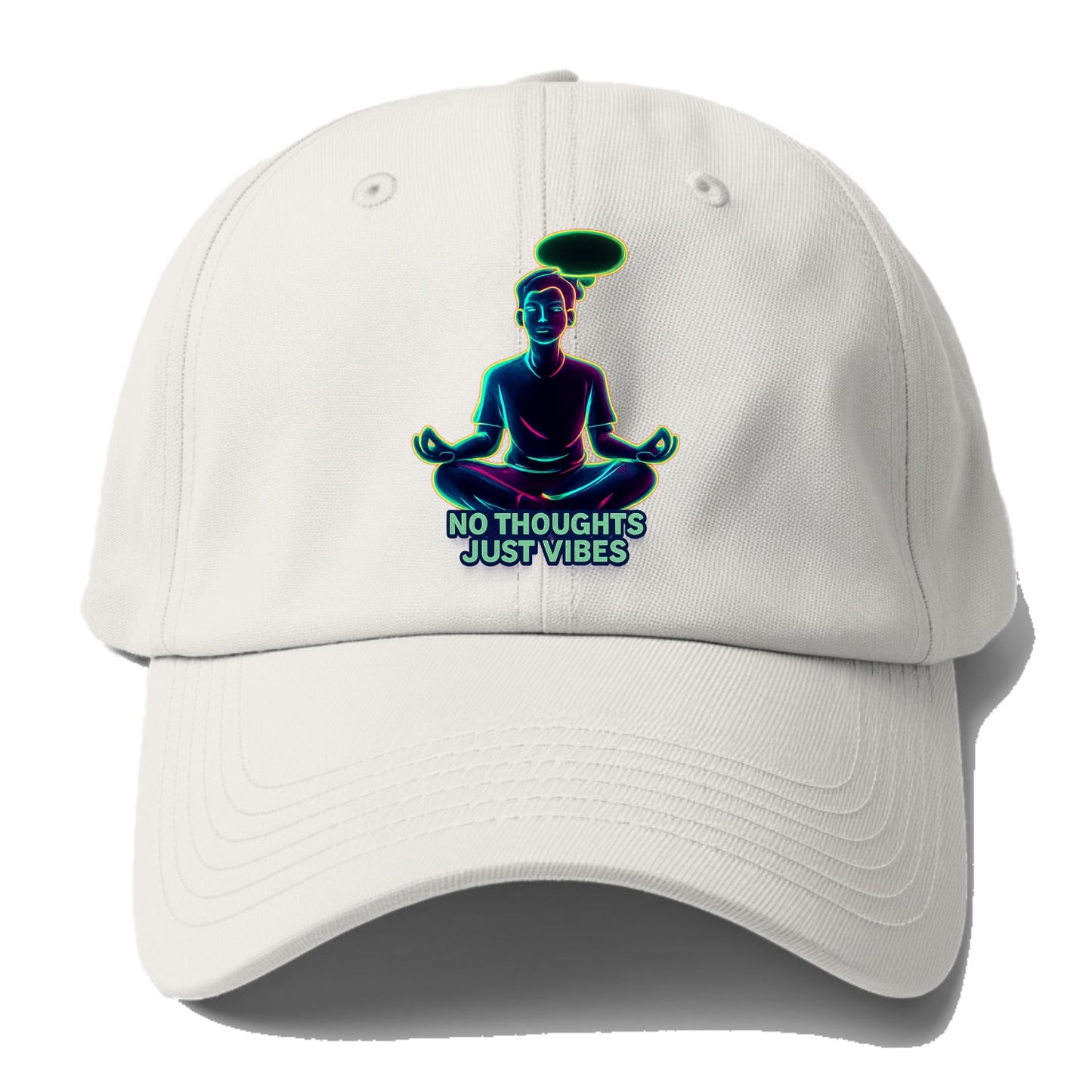 Peaceful floating figure with empty thought bubble - "no thoughts just - Baseball Cap For Big Heads - Off White