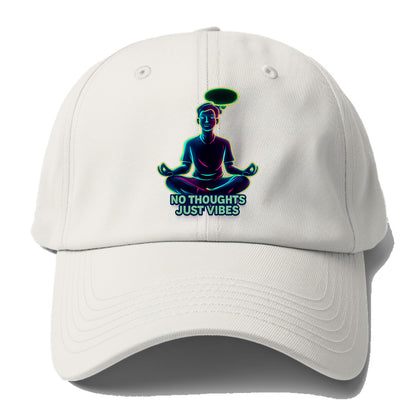 Peaceful floating figure with empty thought bubble - "no thoughts just - Baseball Cap For Big Heads - Off White