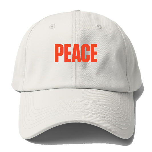 Bold typography design - "PEACE" - inner calm, tranquility, serenity - Baseball Cap - Off White