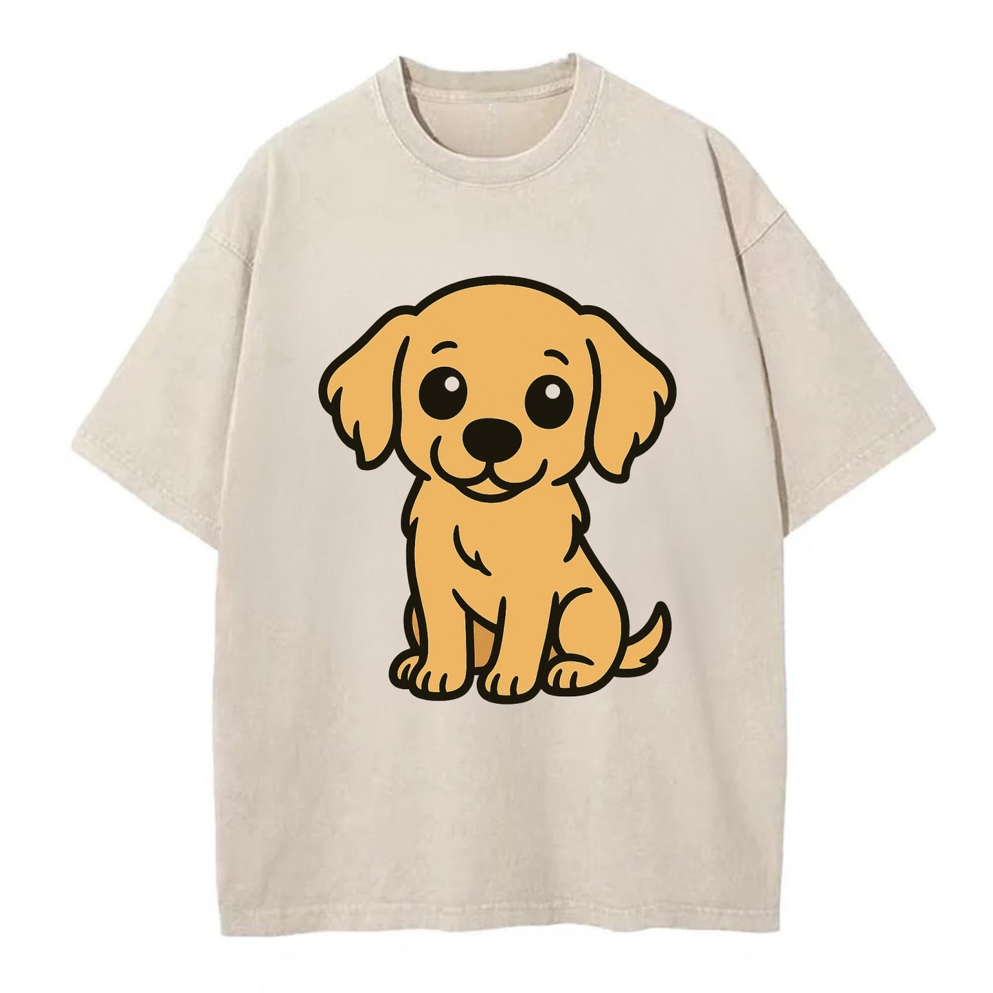 Golden Retriever - Head tilt curious pose - Vintage T-shirt - Off White