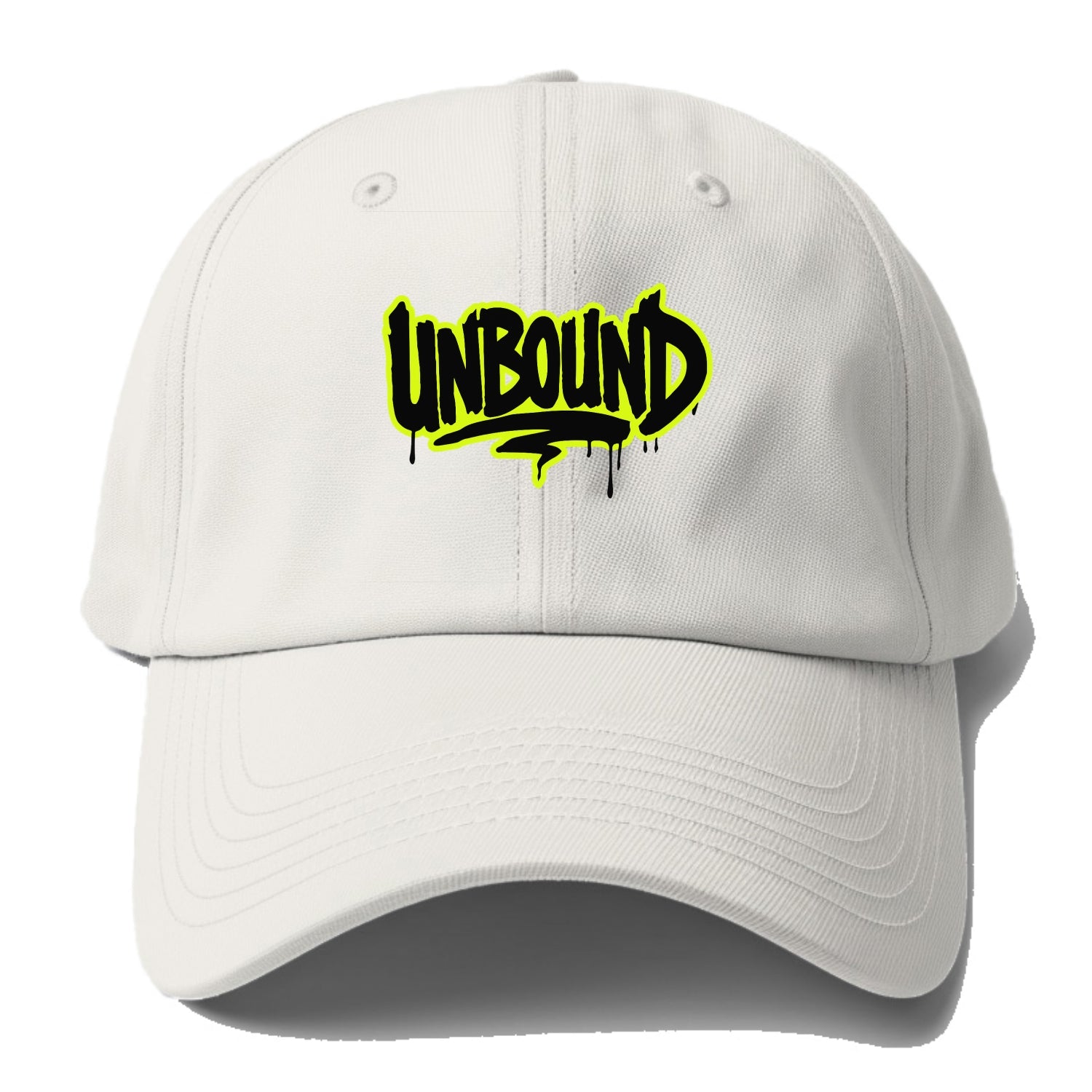 Bold typography design - "UNBOUND" - without limits, free from constraints - Baseball Cap - Off White