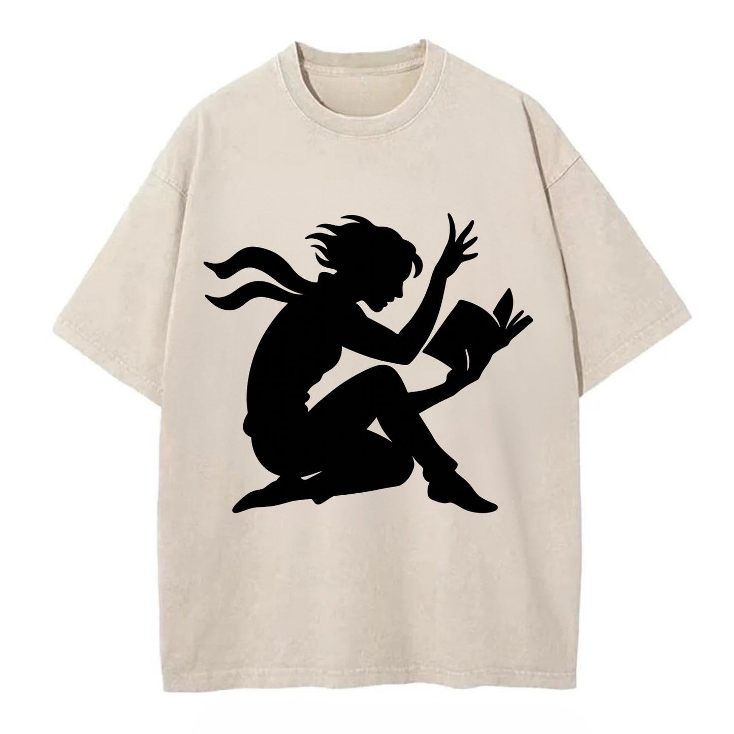 Reader lost in book moment - Vintage T-shirt - Off White