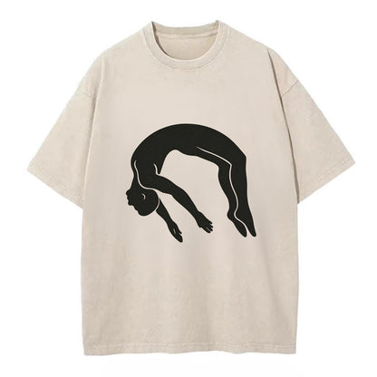 Gymnast doing a backflip - Vintage T-shirt - Off White