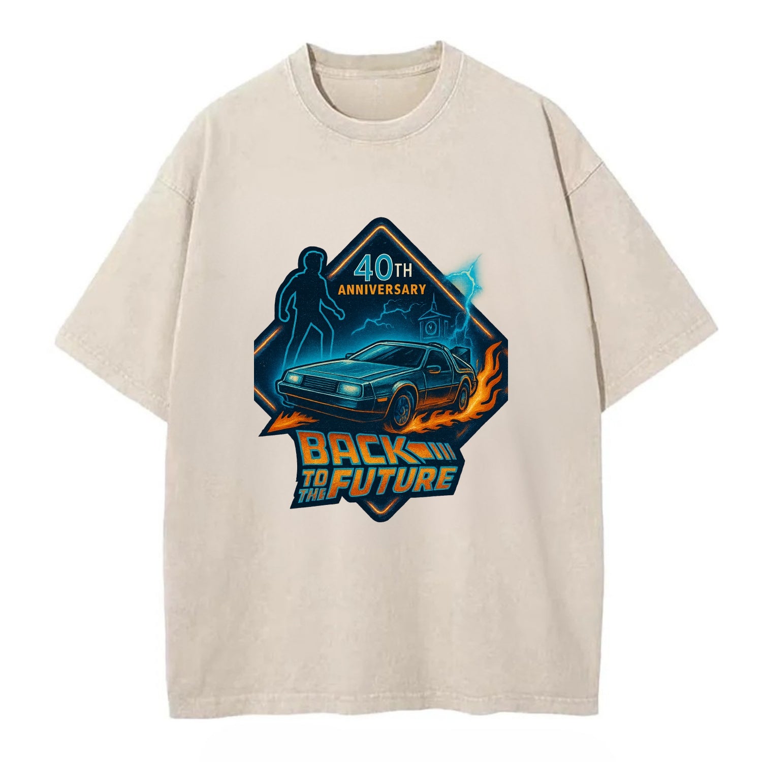 Back To The Future 40th Anniversary 2 - Vintage T-shirt - Off White