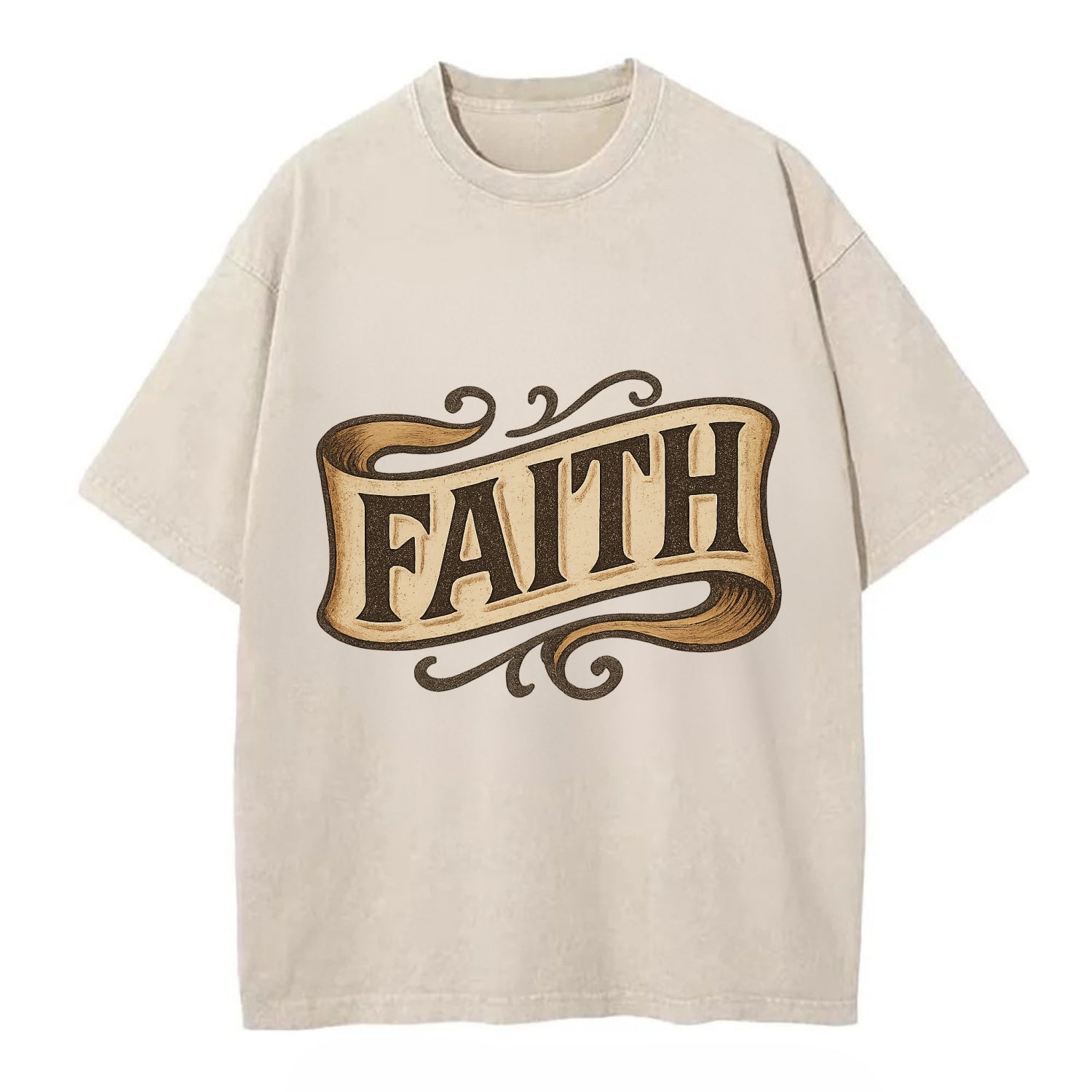 Bold typography design - "FAITH" - trust in the unseen, spiritual strength - Vintage T-shirt - Off White