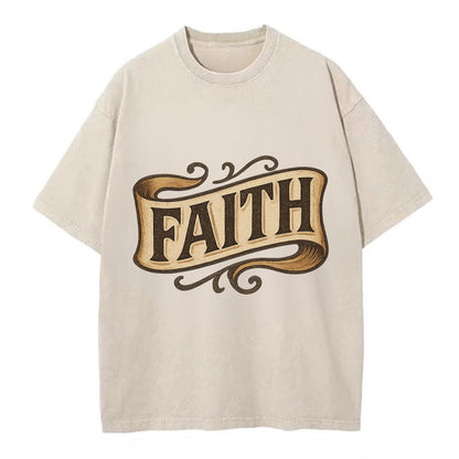 Bold typography design - "FAITH" - trust in the unseen, spiritual strength - Vintage T-shirt - Off White
