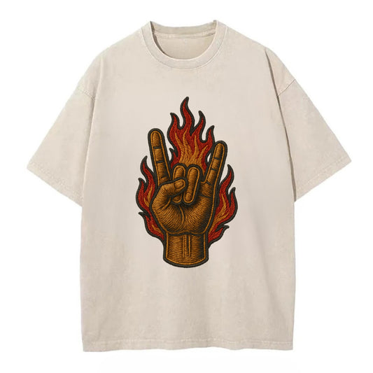 Devil Horns  - Vintage T-shirt - Off White