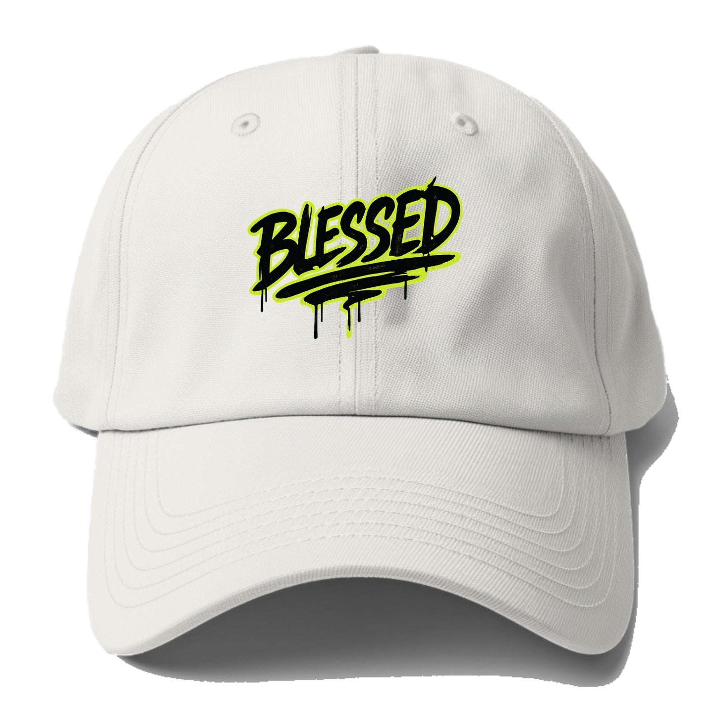 Bold typography design - "BLESSED" - recognizing good fortune, - Baseball Cap For Big Heads - Off White