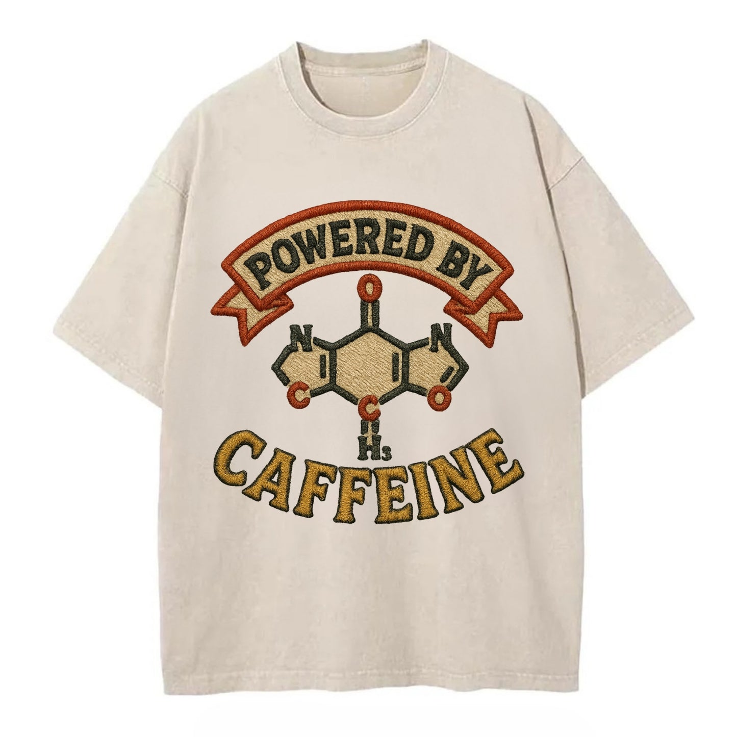 Powered By Caffeine  - Vintage T-shirt - Off White