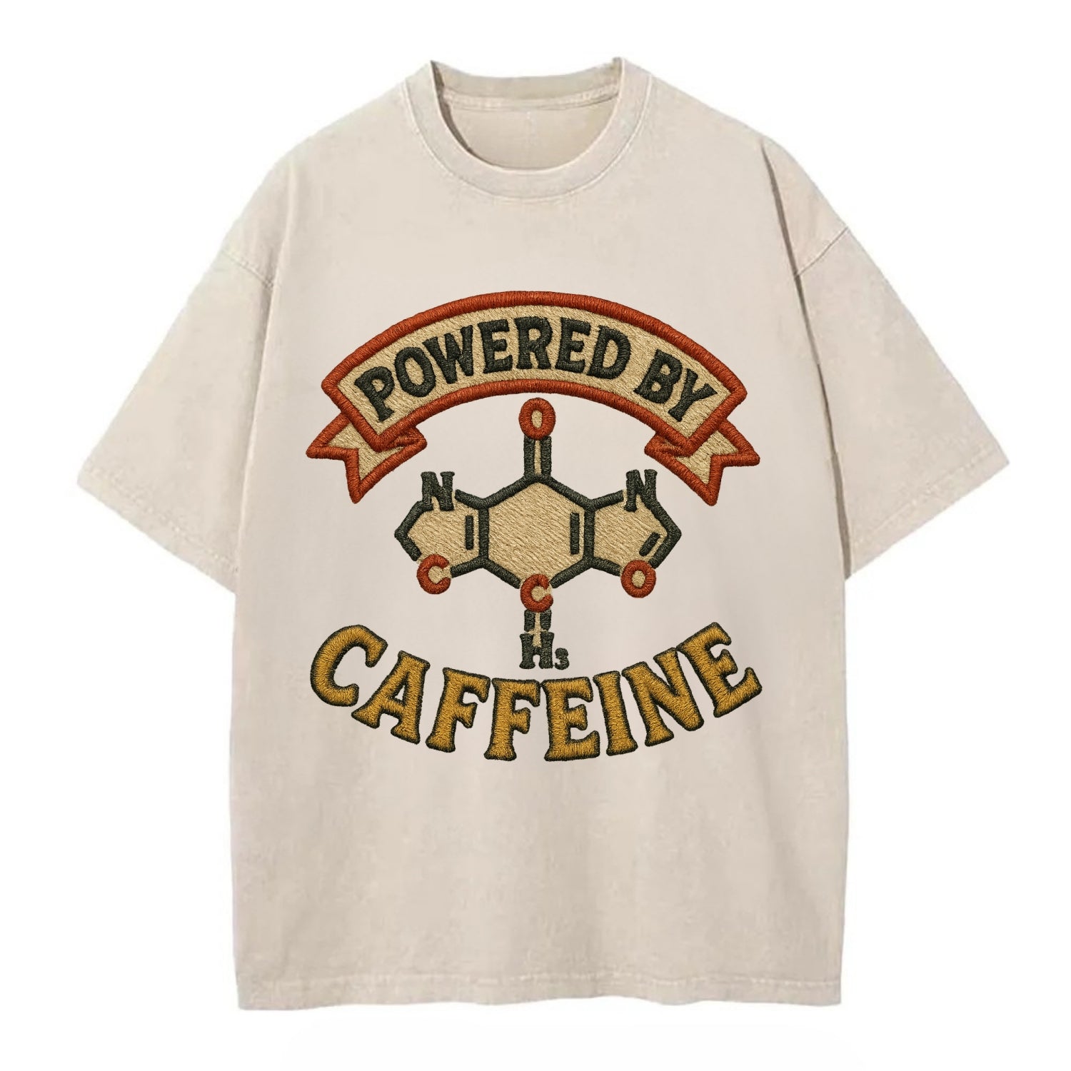 Powered By Caffeine  - Vintage T-shirt - Off White