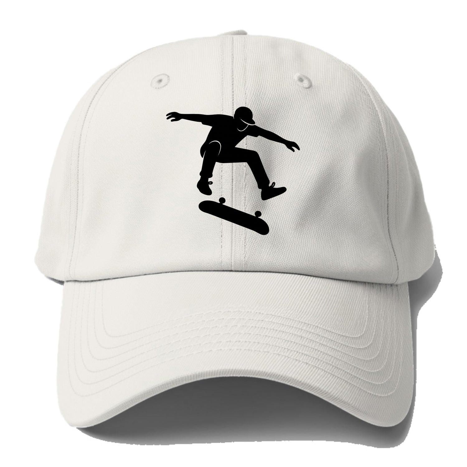 Skateboarder doing kickflip trick - Baseball Cap For Big Heads - Off White