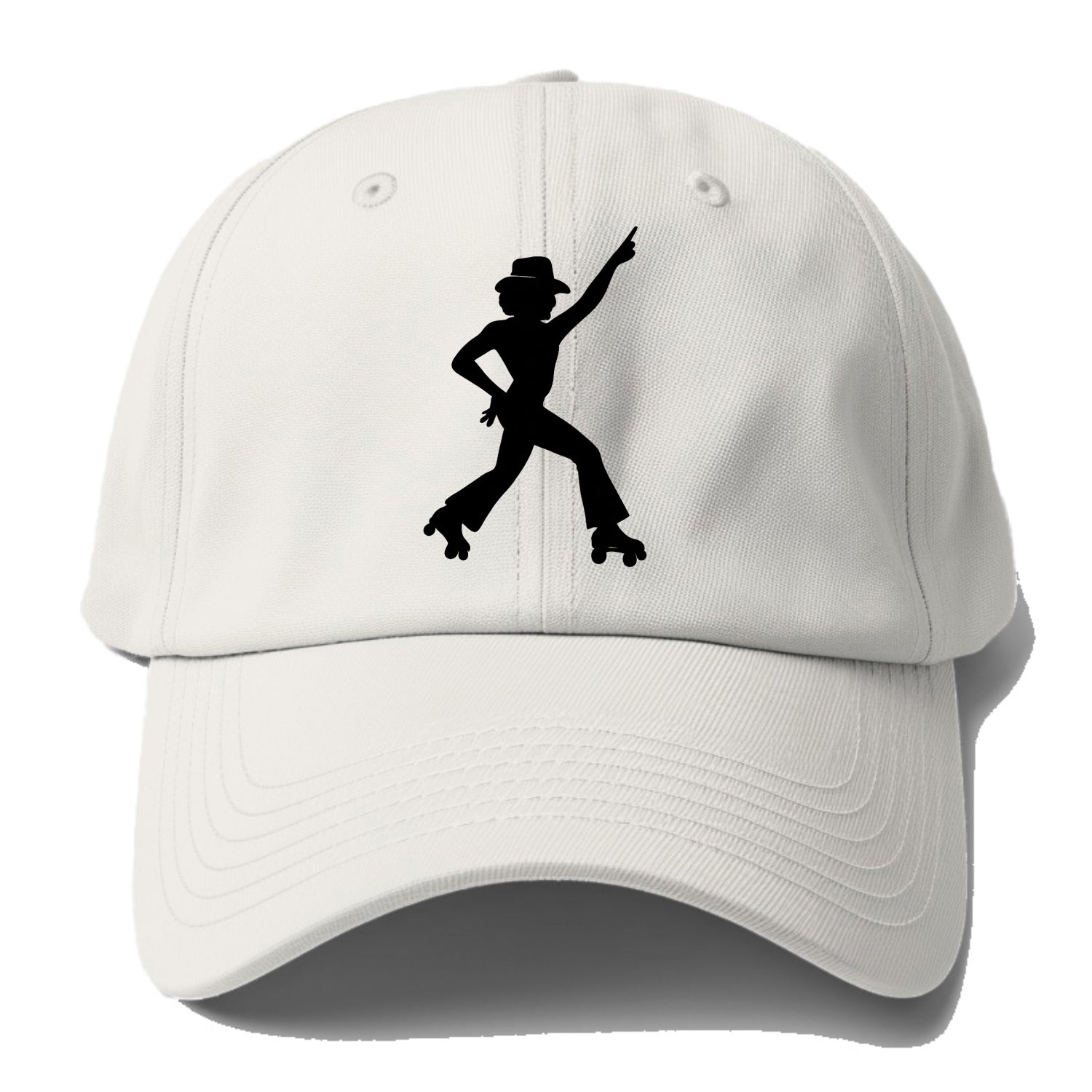 Retro roller skater in disco pose - Baseball Cap For Big Heads - Off White