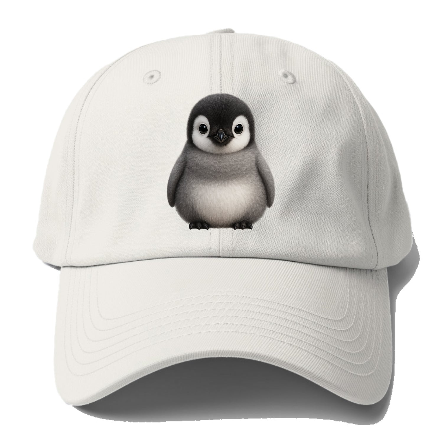 Baby Adelie Penguin - black and white, round body, curious eyes, - Baseball Cap For Big Heads - Off White