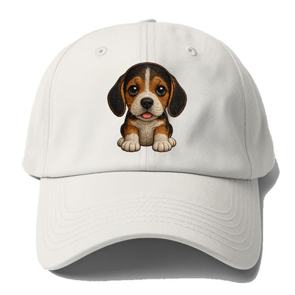 Baby Beagle Puppy - tricolor coat, long droopy ears, big pleading - Baseball Cap For Big Heads - Off White
