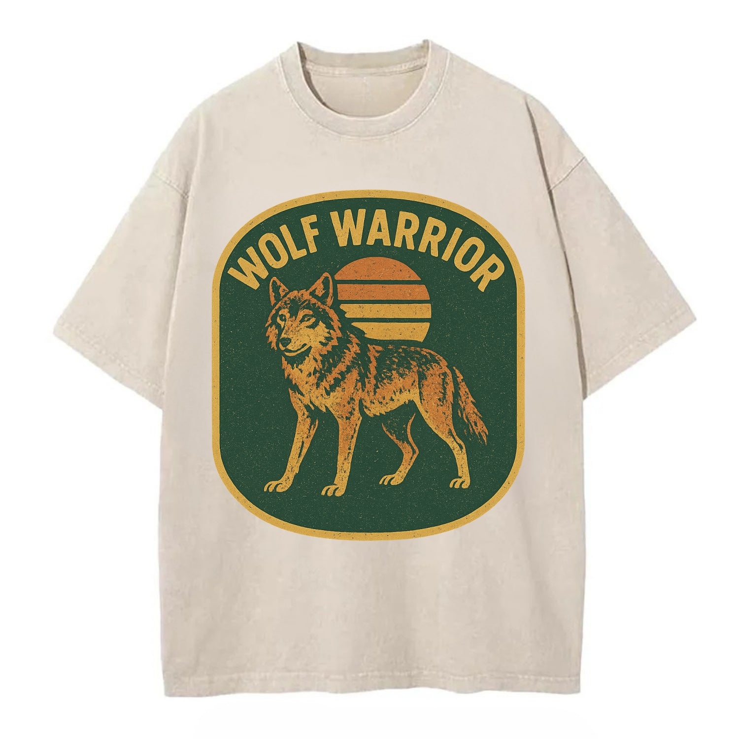 Wolf Warrior  - Vintage T-shirt - Off White