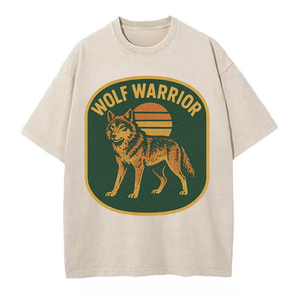 Wolf Warrior  - Vintage T-shirt - Off White