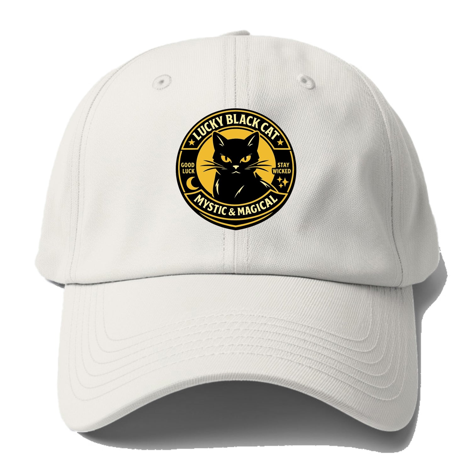 Mystic Feline Emblem - Baseball Cap For Big Heads - Off White