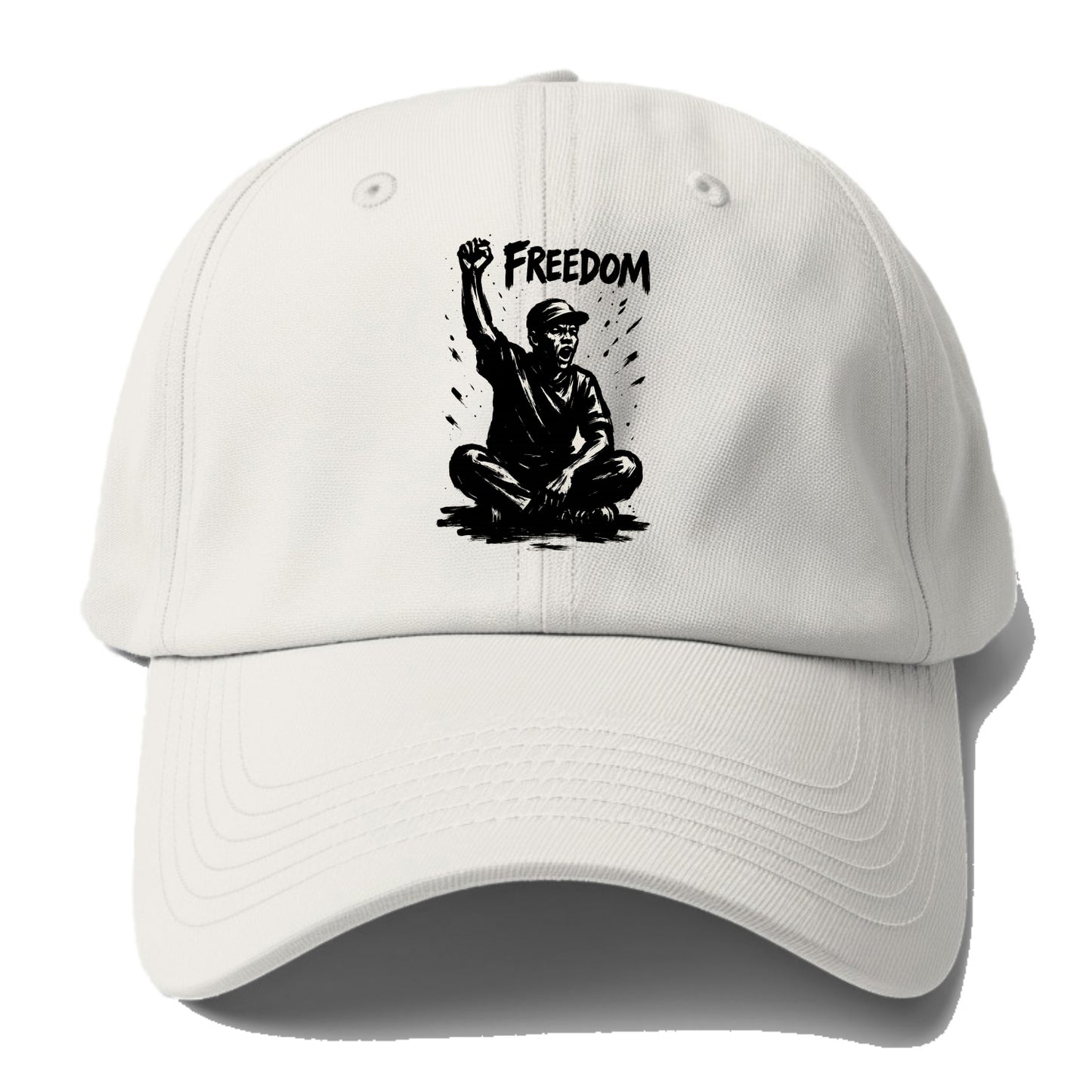 Sit-in protest figure - civil disobedience ink art - Baseball Cap - Off White