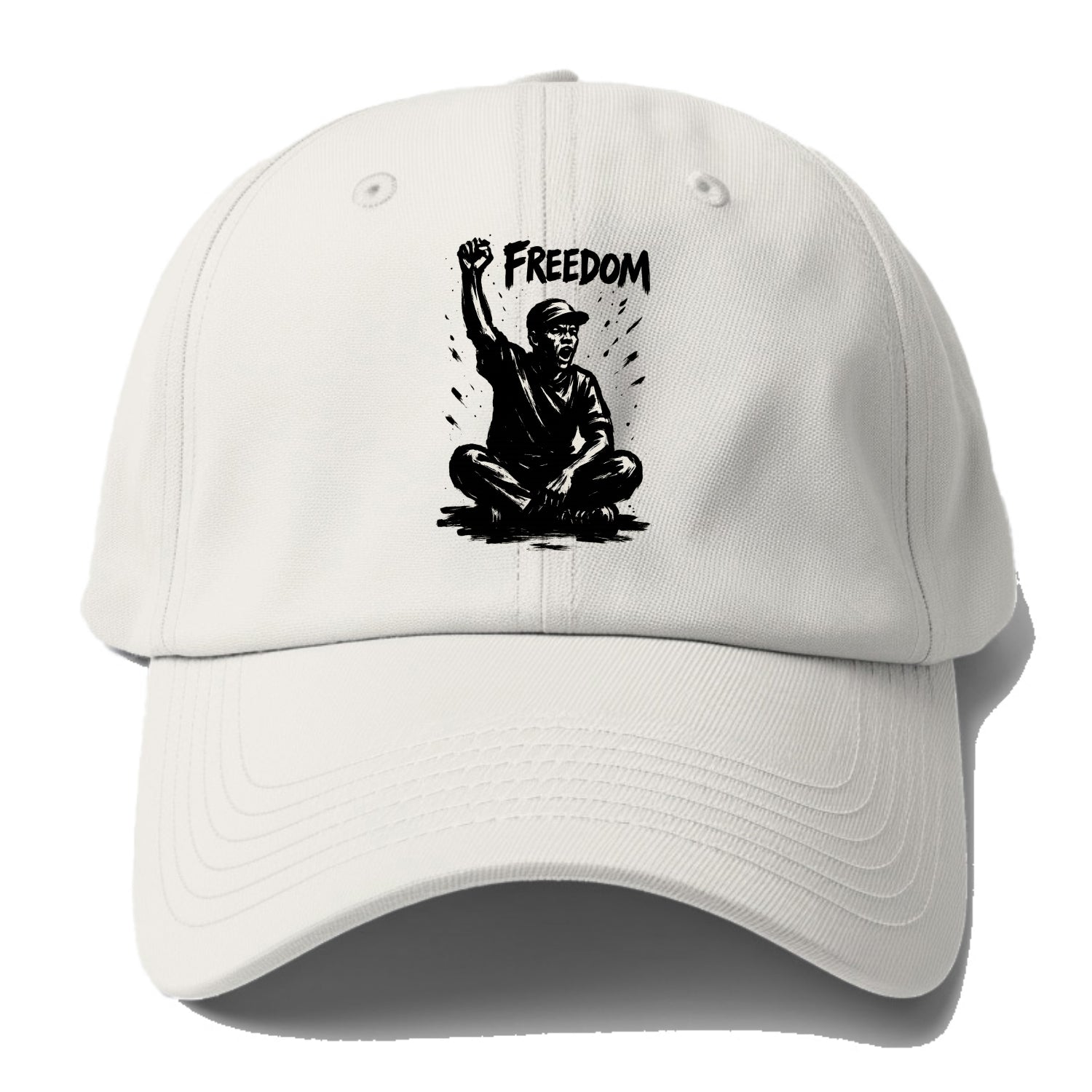 Sit-in protest figure - civil disobedience ink art - Baseball Cap - Off White