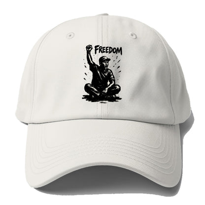 Sit-in protest figure - civil disobedience ink art - Baseball Cap - Off White