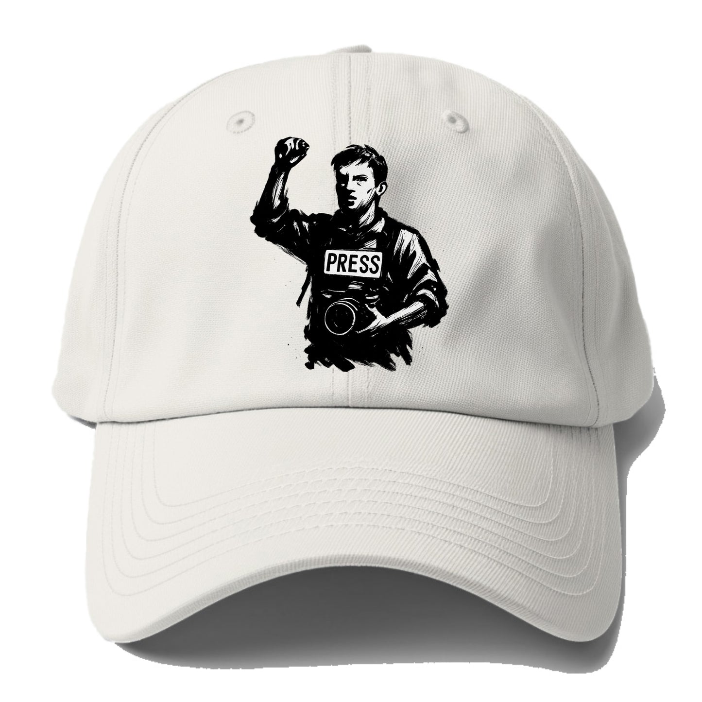 Journalist with camera - press freedom ink painting - Baseball Cap For Big Heads - Off White