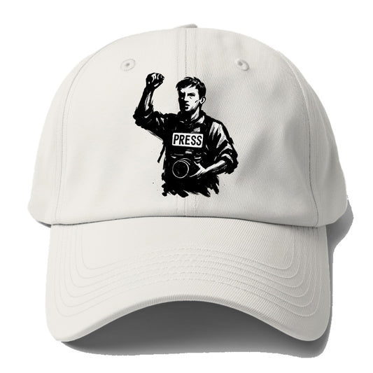 Journalist with camera - press freedom ink painting - Baseball Cap For Big Heads - Off White
