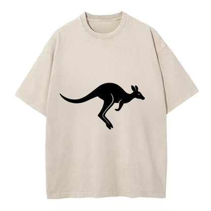 Kangaroo leaping across outback - Vintage T-shirt - Off White