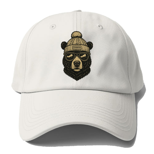 Alabama Black Bear wearing Birmingham beanie with pom pom and wayfarer - Baseball Cap For Big Heads