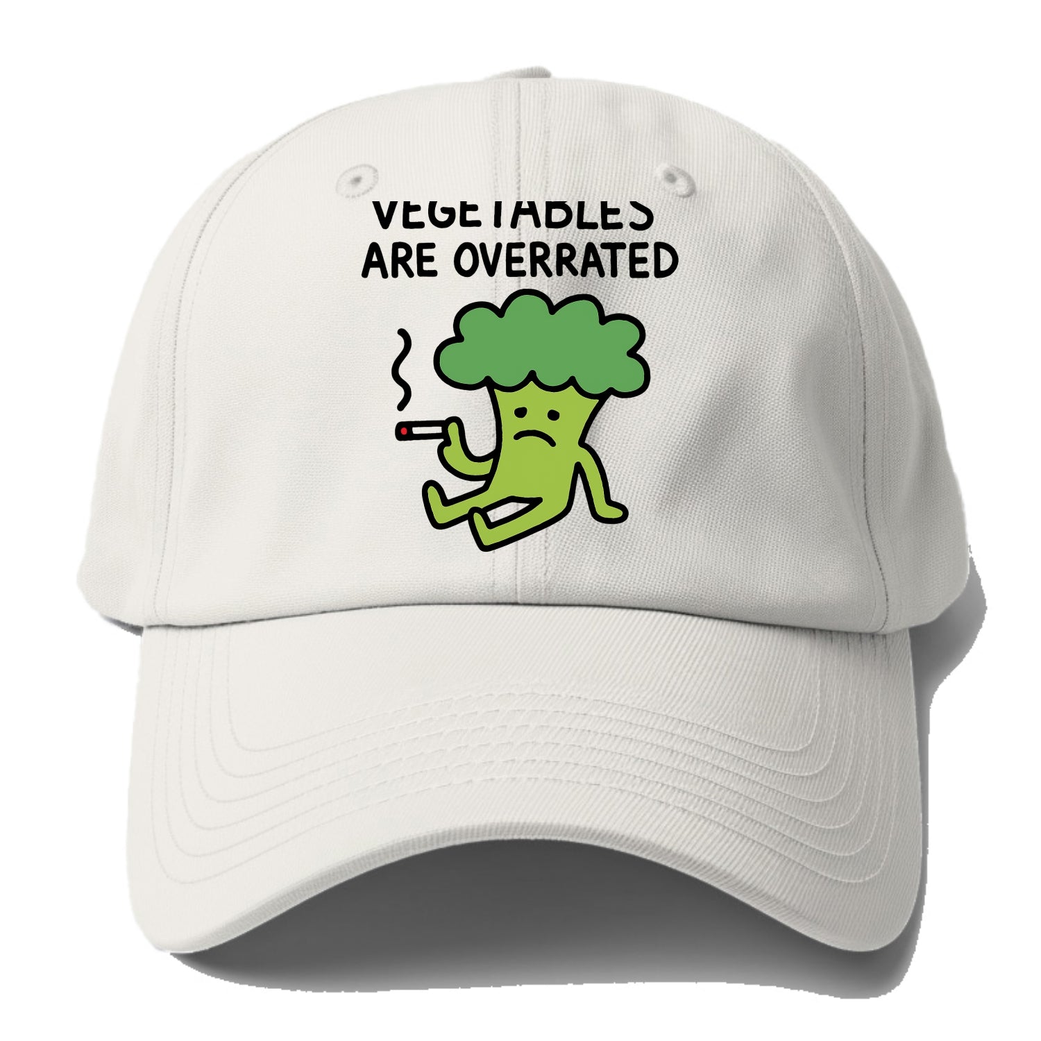 VEGETABLES ARE OVERRATED | Rebellious broccoli smoking - Baseball Cap For Big Heads - Off White