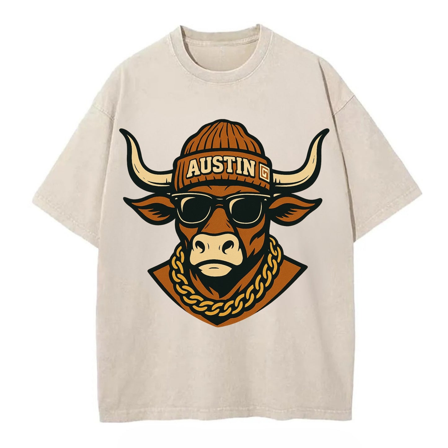 Austin Longhorn - Vintage T-shirt - Off White
