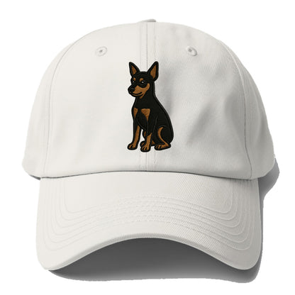 Miniature Pinscher - Black and tan sitti Baseball Cap - Off White