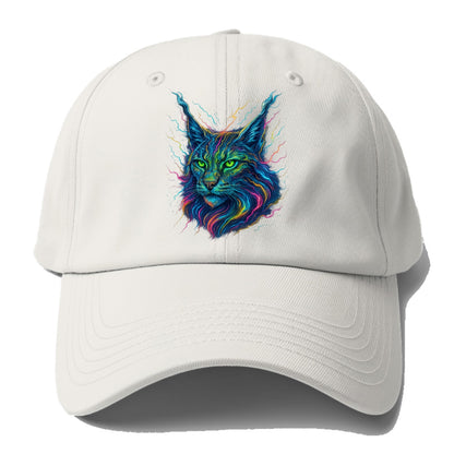 Wild lynx with ear tufts transforming into liquid mercury flows, - Baseball Cap For Big Heads - Off White