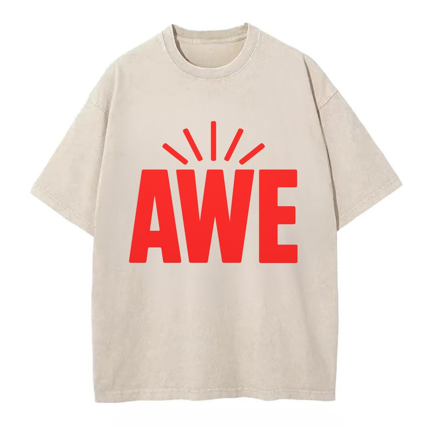 Bold typography design - "AWE" - overwhelming wonder - Vintage T-shirt - Off White