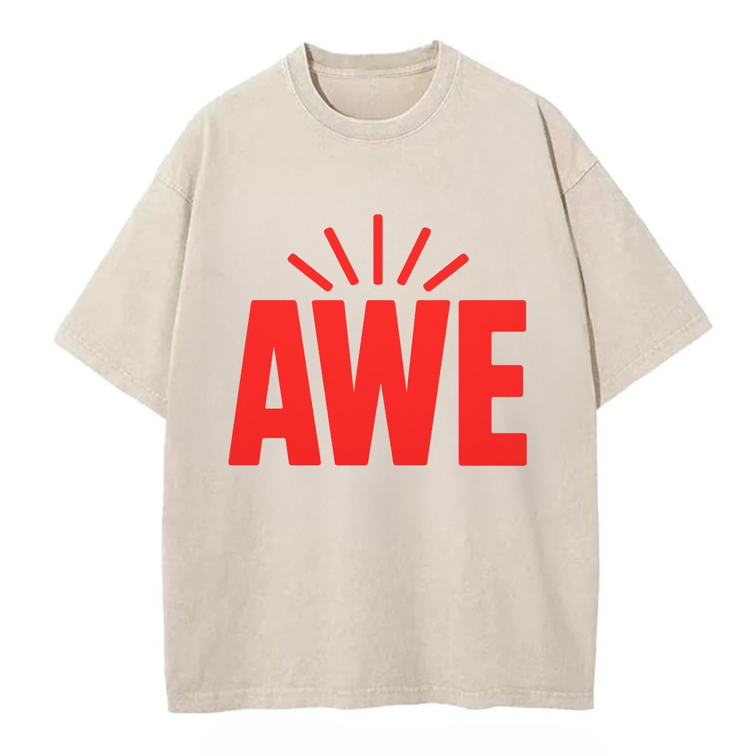 Bold typography design - "AWE" - overwhelming wonder - Vintage T-shirt - Off White