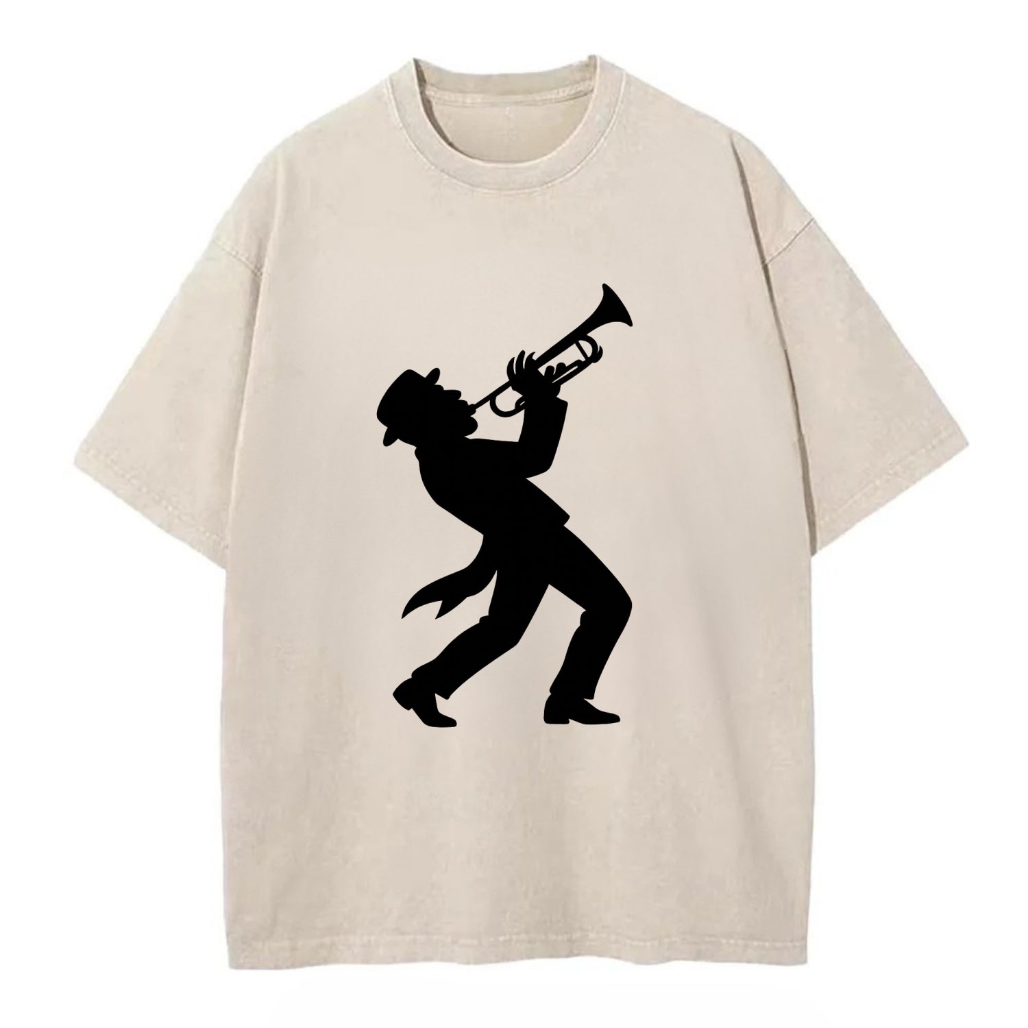 Trumpet player hitting high note - Vintage T-shirt - Off White