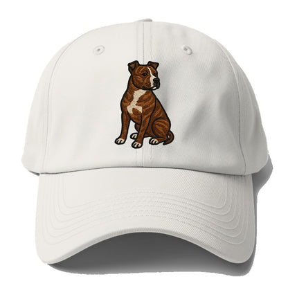 American Staffordshire Terrier - Brindle embroidered pose - Baseball Cap - Off White
