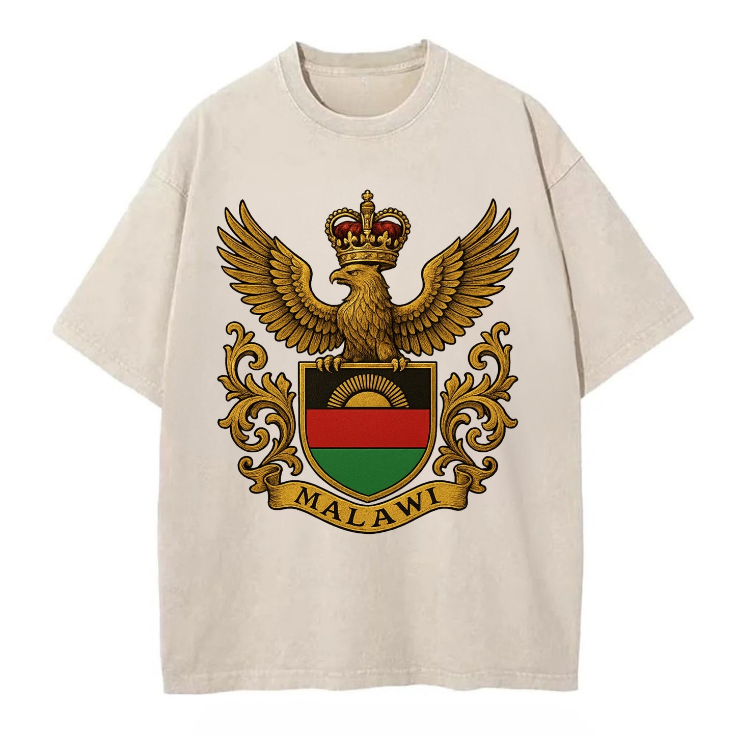 Malawi Royal Logo  - Vintage T-shirt - Off White