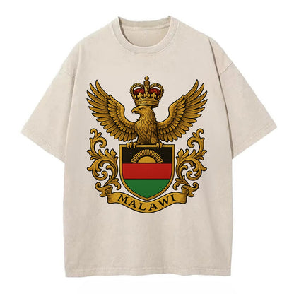 Malawi Royal Logo  - Vintage T-shirt - Off White
