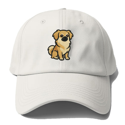 Tibetan Spaniel - Fawn small dog embroidered design - Baseball Cap For Big Heads - Off White