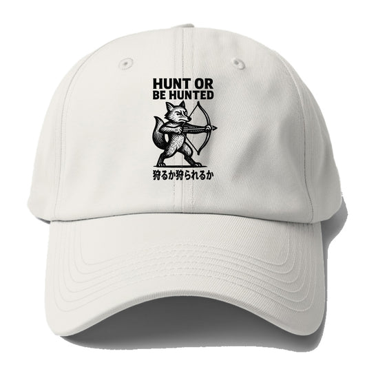 Hunt or Be Hunted - Fox drawing bow and Baseball Cap - Off White